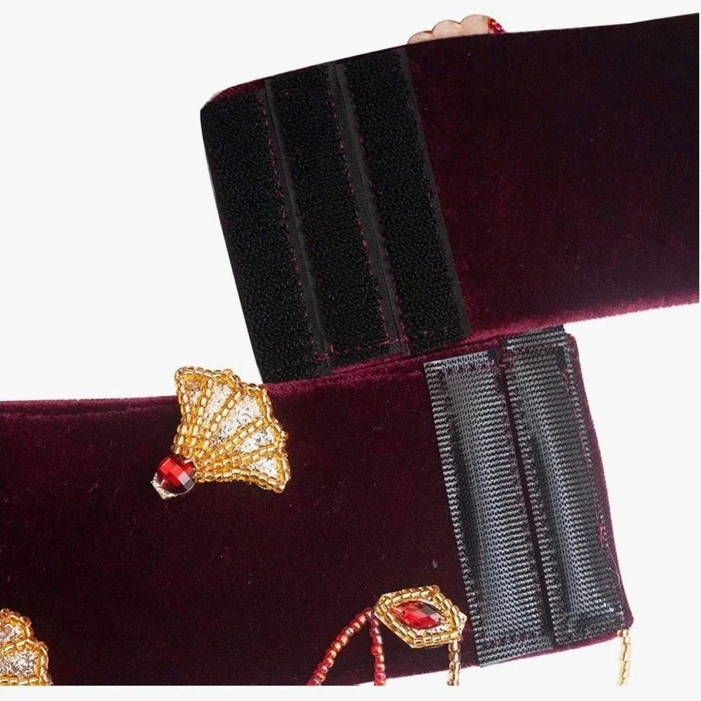 Luxury Embellished Belly Dance Costume Set – Burgundy & Gold – Festival Outfit - Picture 4 of 8